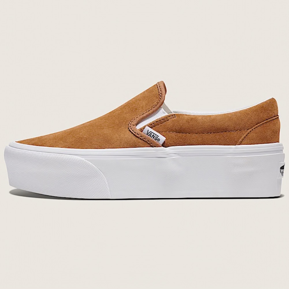 Vans Tan Suede Platform Slip-Ons